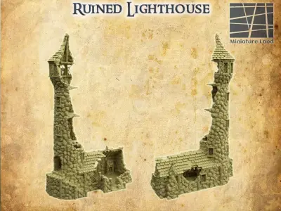 Ruined Lighthouse Tabletop Terrain 28 MM 3D print model