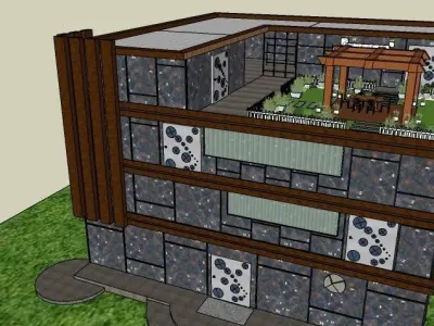 Villa apartment building with balcony 3D model