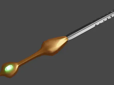 Unique Sword Weapon With Lighting Crystal Low-poly 3D model