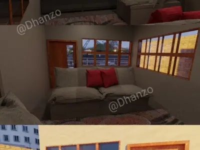 Living room Low-poly 3D model