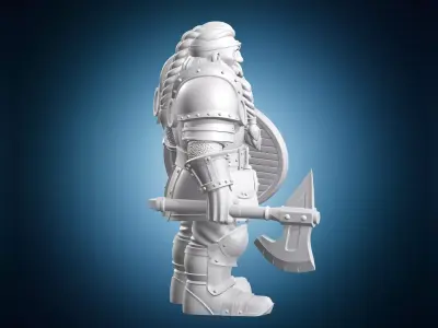 Dwarf Warrior Fantasy RPG Miniature 3D print model