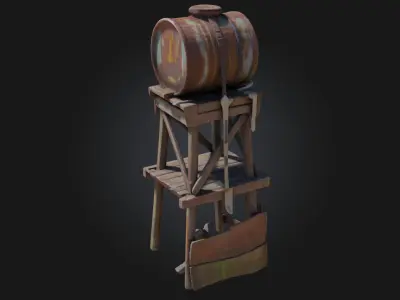 Rustic Water Tower  Icon of Frontier Utility 3D model