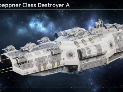 Spaceship von Hoeppner Destroyers Low-poly 3D model