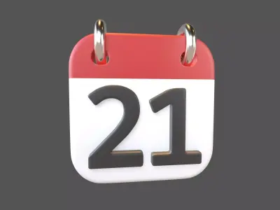 Calendar Icon 21 v1 001 Low-poly 3D model