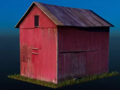 Old Red Barn Low-poly 3D model
