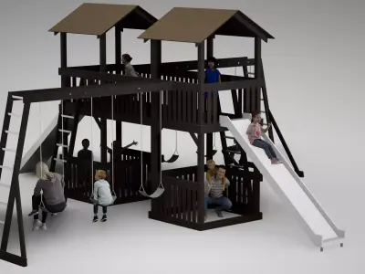 wooden playground model A002 3D model
