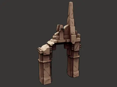 Stylized Stone Ruins  Low-poly 3D model