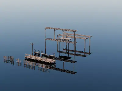 Medieval Modular House Low-poly 3D model