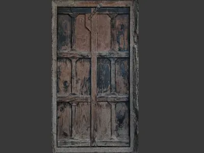 Wooden Door 3D Scanned Low-poly 3D model