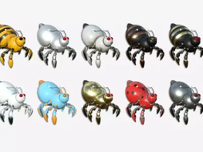 10 Cute Robot E Collection - SciFi Character Design 3D Model Pack