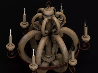 Medieval Stone Chandelier Low-poly 3D model