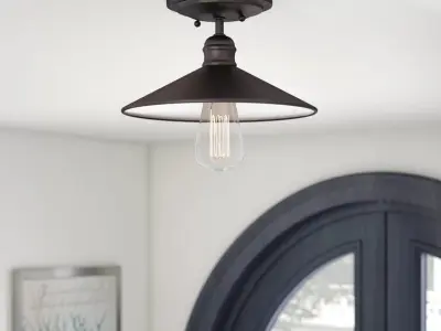 Crewe Light Simple Cone Semi Flush Mount  -  2 Colour 3D model