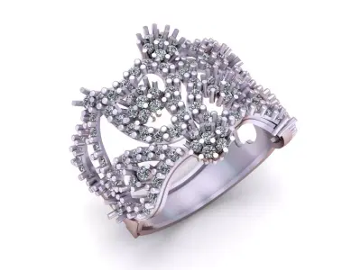 Luxury Openwork Diamond Ring  High-Detail 3D Printable  3D print model