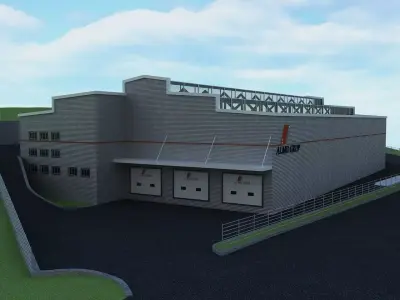 WAREHOUSE 1 industrial building with roof 3D model