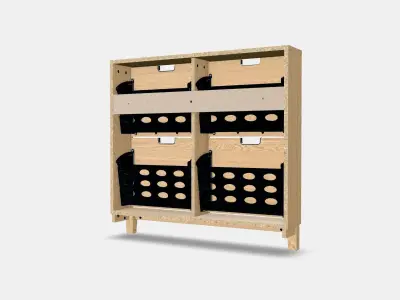 STALL Shoe cabinet with 4 compartments Low-poly 3D model