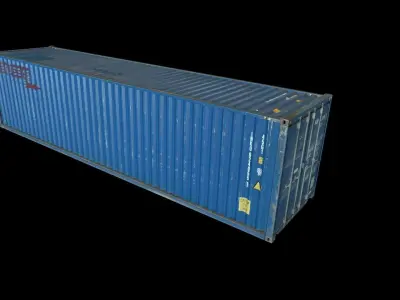 Blue Shipping Container  Low-poly 3D model