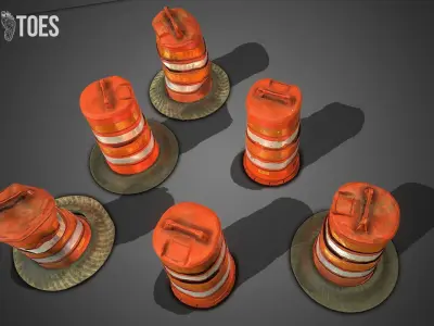 3D TRAFFIC DRUM BARRELS - Game Ready Low-poly 3D model