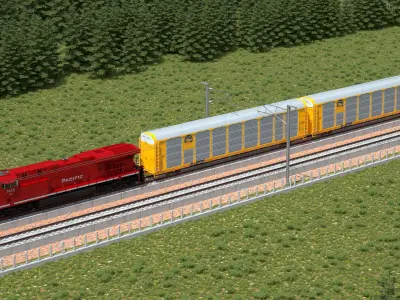  Generic Locomotive with Auto Rack Train Car 