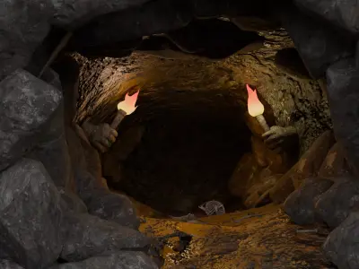 Ancient Cave CGI Low-poly 3D model