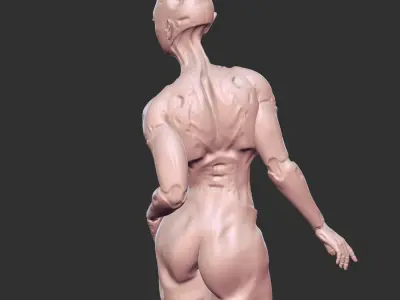 Hot Half-Robot Sci-Fi Babe 3D Model STL 3D print model