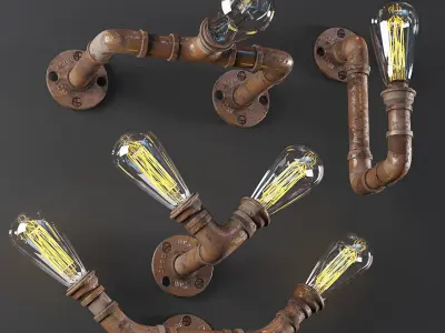 3dasset industrial pipe wall lights3 3D model