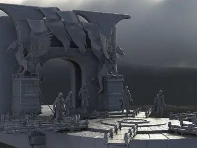 Cult leader Archway and cult members 3D model
