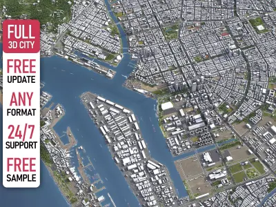 Kaohsiung - 3D City Model Low-poly 3D model