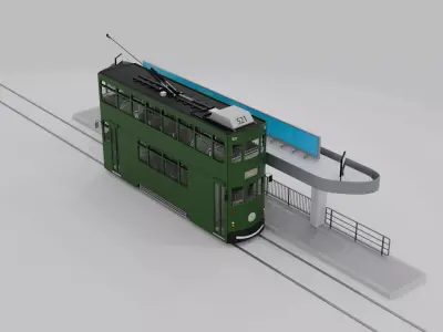 Hong Kong Tram Low-poly 3D model