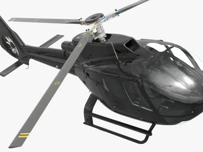  Light Civil Helicopter Single Engine Black with Interior Rigged 
