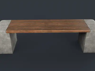 Modern Outdoor Bench 25 PBR Game Ready Low-poly 3D model