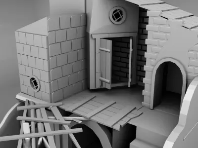 HOUSE-3 building with stairs 3D model