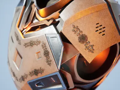 Mechanical Chest Torso Robot with Cables Carvings 3D model 3D model