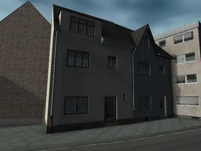City houses Low-poly 3D model