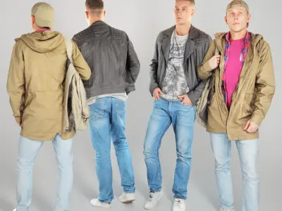 Bundle Stylish men street style 05 Low-poly 3D model