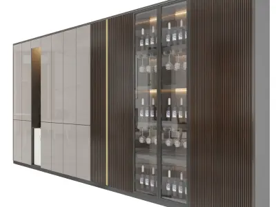 Shelf 3d Model bar cabinet with glass doors 3D model