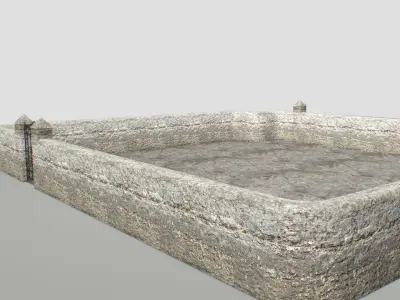 Stone wall 4 Low-poly 3D model