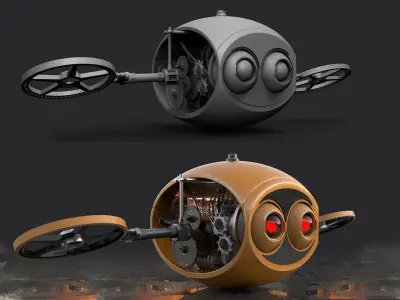 FREE Robot Drone and Character 3D model