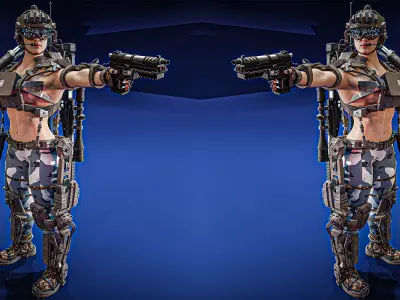Hot sci-fi soldier 3D model