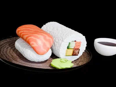Asian food sushi Low-poly 3D model