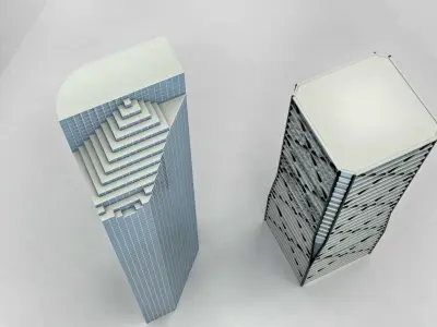 High-rise building tower low poly Low-poly 3D model
