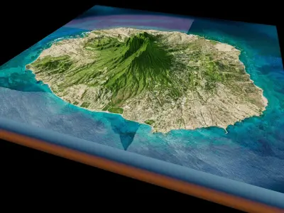 Nevis island in Caribbean 3d model terrain 3D model