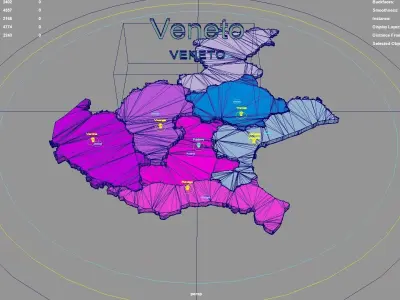 Veneto  Italy map region geography political geographic 3D model