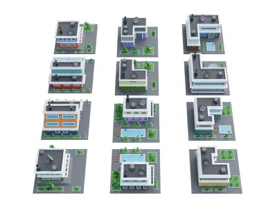 Low Poly House Pack Low-poly 3D model