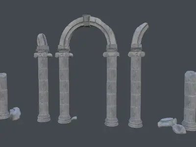 Modular Ruined Columns PBR Low-poly 3D model