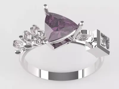 Nar109 amethyst and diamond ring 3D print model