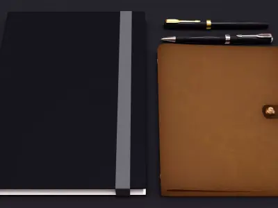 Notebooks and Pens 3D model