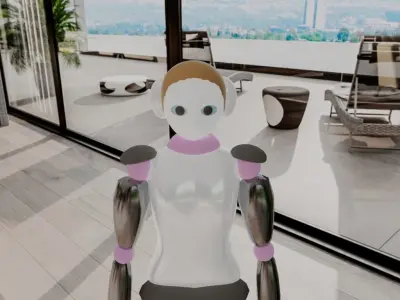 Simple female robot Low-poly 3D model