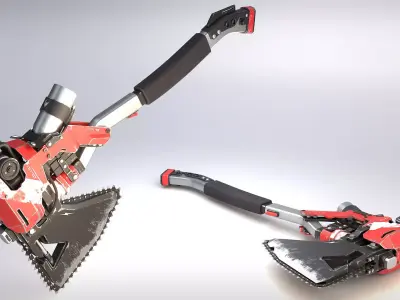 Electric-Axe tool with two blades Low-poly 3D model