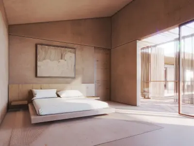 House concrete with pool 3D model