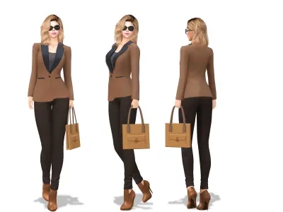 Jacket Pants Bag Formal Outfit Low-poly 3D model